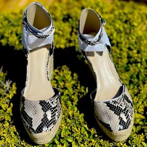 Brand new/ never worn Marc Fisher snake skin colored wedges.